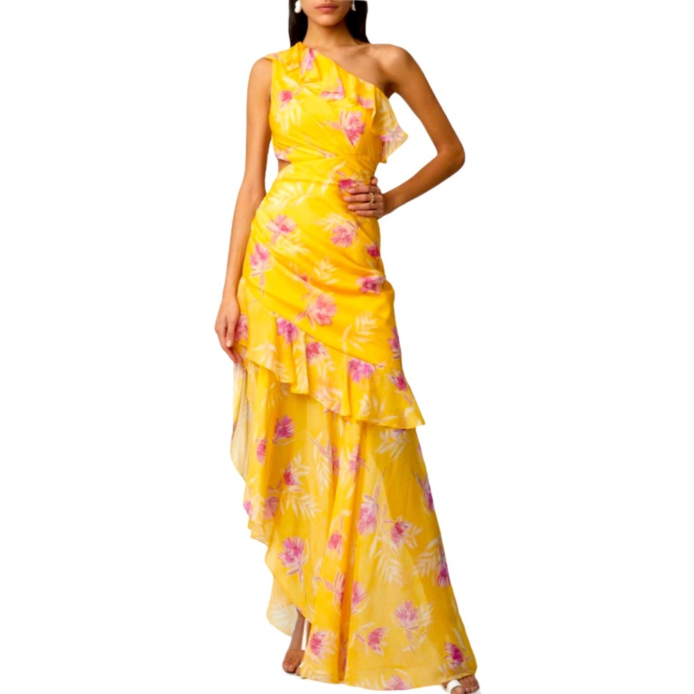AMUR Vi silk yellow floral dress 4 tall